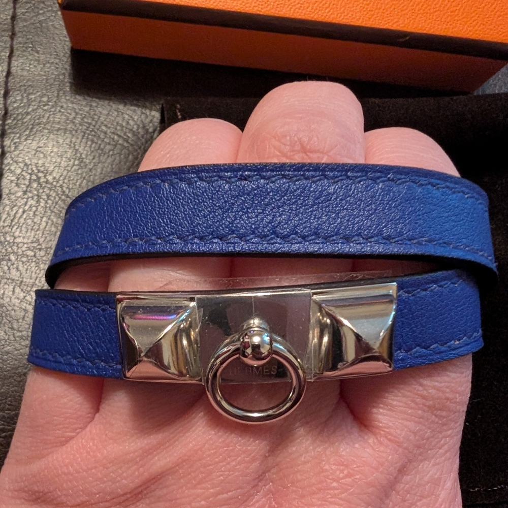 Hermes Rivale Double Loop Calfskin Bracelet